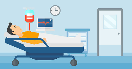 Image showing Patient lying in hospital bed.