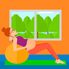 Image showing Pregnant woman on gymnastic ball.