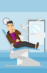 Image showing Man suffering in dental chair.