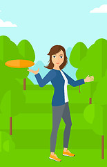 Image showing Woman playing frisbee.