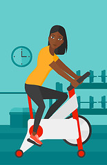 Image showing Woman doing cycling exercise.