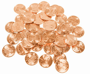 Image showing  Dollar coins 1 cent wheat penny vintage