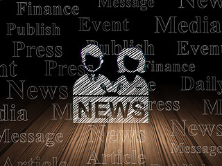 Image showing News concept: Anchorman in grunge dark room