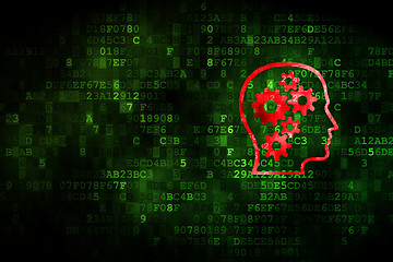 Image showing Finance concept: Head With Gears on digital background