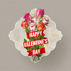 Image showing Valentines Day vintage card with roses. EPS 10