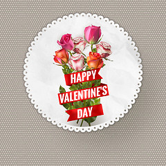 Image showing Valentines Day vintage card with roses. EPS 10