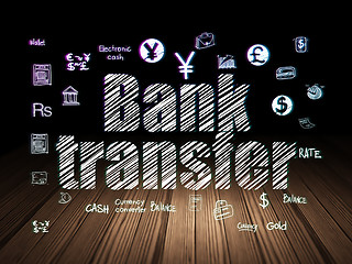 Image showing Currency concept: Bank Transfer in grunge dark room
