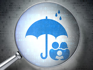 Image showing Privacy concept: Family And Umbrella with optical glass on digital background