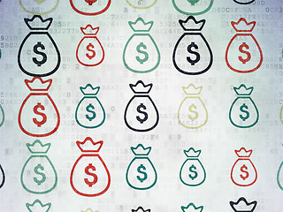 Image showing Banking concept: Money Bag icons on Digital Paper background