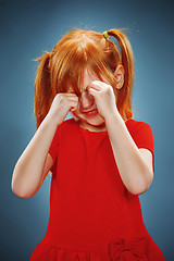 Image showing Portrait of a little girl. She is crying