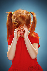 Image showing Portrait of a little girl. She is crying