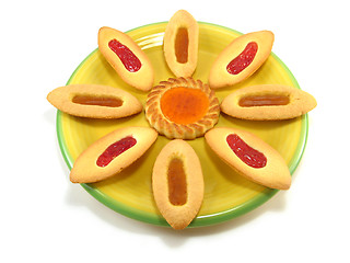 Image showing tart flower on a yellow plate