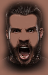 Image showing Portrait of young screaming man 