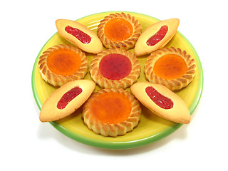 Image showing tarts on a yellow plate