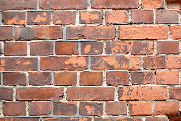 Image showing Macro shot of the red brick wall.