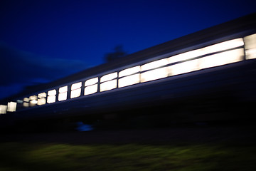 Image showing Train passing by in the evening