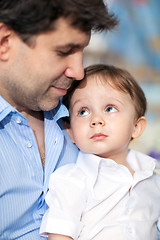 Image showing Lovely portrait of father and little son