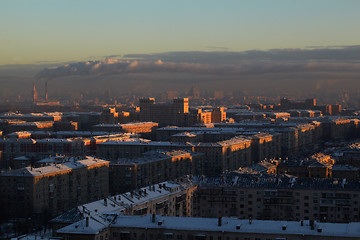 Image showing Sunrise over the city.