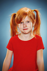 Image showing Beautiful portrait of a thoughtful little girl 