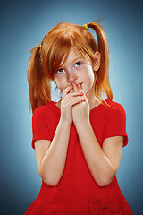 Image showing Beautiful portrait of a thoughtful little girl 
