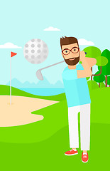 Image showing Golf player hitting the ball.