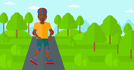 Image showing Sporty man on roller-skates.