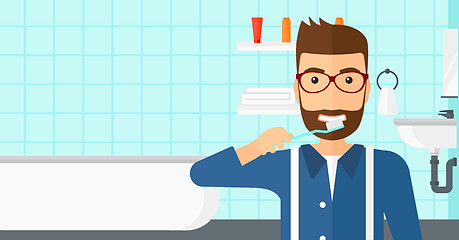 Image showing Man brushing teeth.
