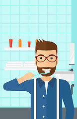 Image showing Man brushing teeth.