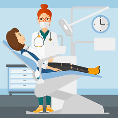 Image showing Dentist and woman in dentist chair.