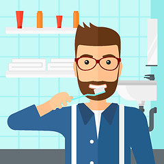 Image showing Man brushing teeth.