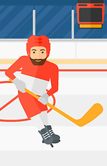 Image showing Ice-hockey player with stick.