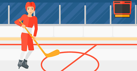 Image showing Ice-hockey player with stick.