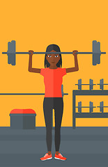 Image showing Woman lifting barbell.