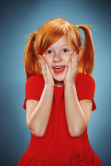 Image showing Beautiful portrait of a surprised little girl 