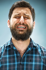 Image showing The crying man closeup