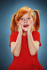 Image showing Beautiful portrait of a surprised little girl 