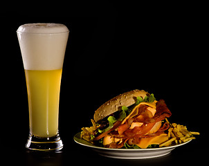 Image showing Beer and Burger