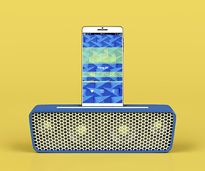 Image showing Portable speaker and smartphone