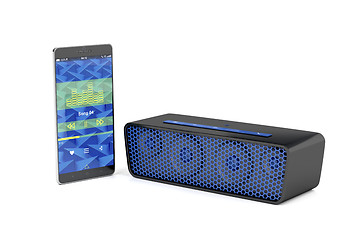 Image showing Smartphone and bluetooth speaker