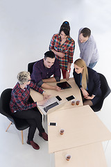 Image showing aerial view of business people group on meeting