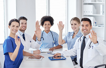 Image showing group of happy doctors meeting at hospital office