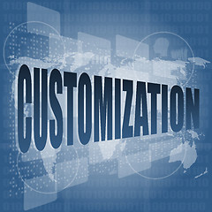 Image showing customization word on digital binary touch screen vector illustration