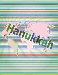 Image showing The word Hanukkah on digital screen, business concept  vector illustration