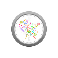 Image showing Set of office icons in flat design on original watch vector illustration isolated on white