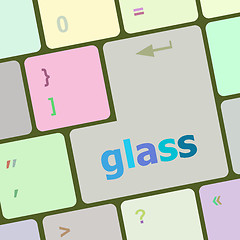 Image showing glass word on keyboard key, notebook computer button vector illustration