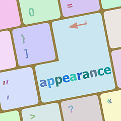 Image showing appearance word on computer keyboard key vector illustration