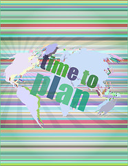 Image showing illustration of touch screen with time to plan words vector illustration