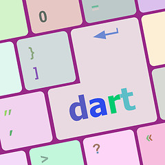 Image showing dart word on keyboard key, notebook computer button vector illustration