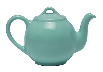 Image showing Teal Teapot Against White Background