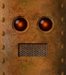 Image showing Retro grungy rusty robot face